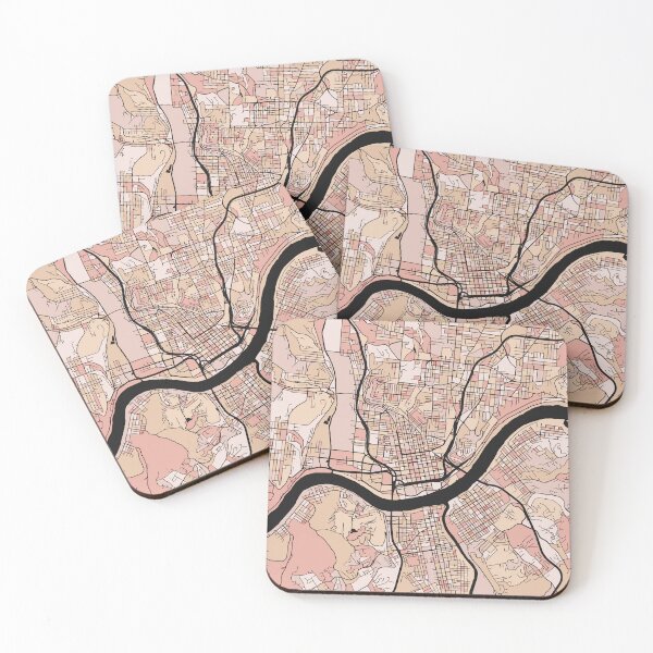 Item preview, Cincinnati Map Pattern in Soft Pink Pastels designed and sold by PatternMaps.