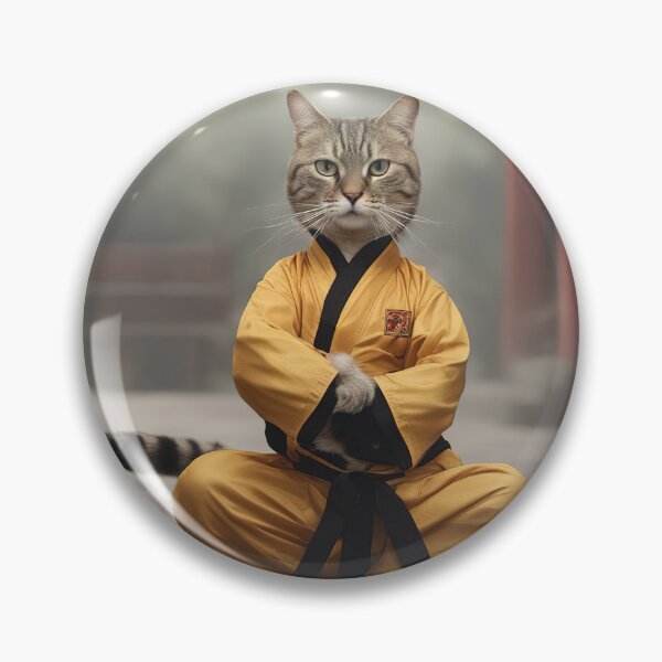 Item preview, Black belt shaolin cat fighter posing designed and sold by RK - Shop.