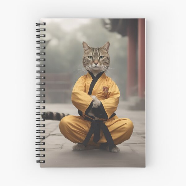 Item preview, Black belt shaolin cat fighter posing designed and sold by RK - Shop.