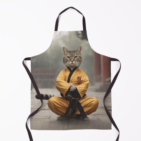 Item preview, Black belt shaolin cat fighter posing designed and sold by RK - Shop.