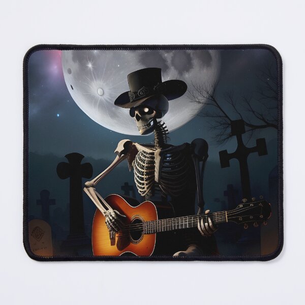 Item preview, Lonely Skeleton Playing Guitar in the Moonlit Mausoleum designed and sold by ratchawoot.