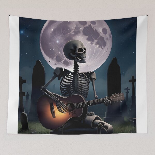Item preview, Lonely Skeleton Playing Guitar in the Moonlit Mausoleum designed and sold by ratchawoot.