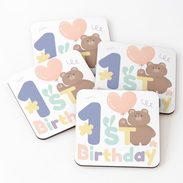 Item preview, 1st Birthday squad - cute kawaii baby teddy bear balloon party designed and sold by TNwandesignart.