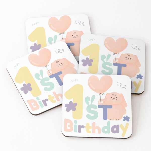 Item preview, 1st Birthday squad - cute kawaii baby bunny  balloon party designed and sold by TNwandesignart.