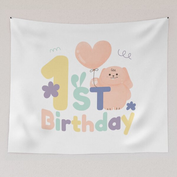 Item preview, 1st Birthday squad - cute kawaii baby bunny  balloon party designed and sold by TNwandesignart.