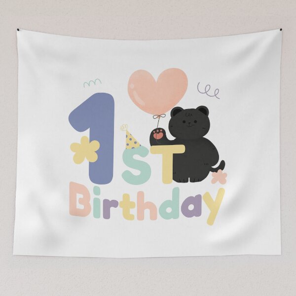 Item preview,  1st Birthday squad - cute kawaii baby cat balloon party designed and sold by TNwandesignart.