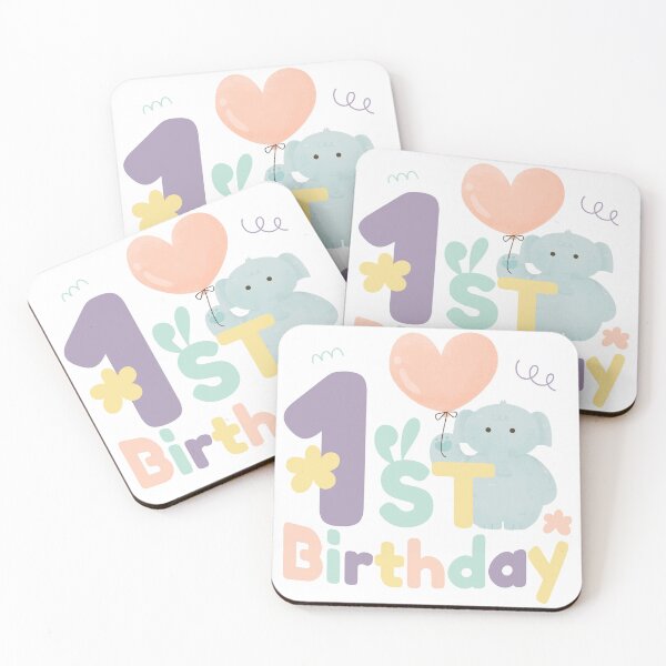 Item preview, 1st Birthday squad - cute kawaii baby elephant balloon party designed and sold by TNwandesignart.