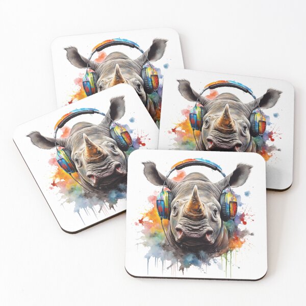 Item preview, Funny Rhinoceros listening to music designed and sold by PrzemekJAS.