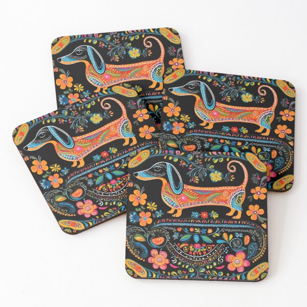 Item preview, Long dachshund in Mexican folk art style designed and sold by Natcharee.
