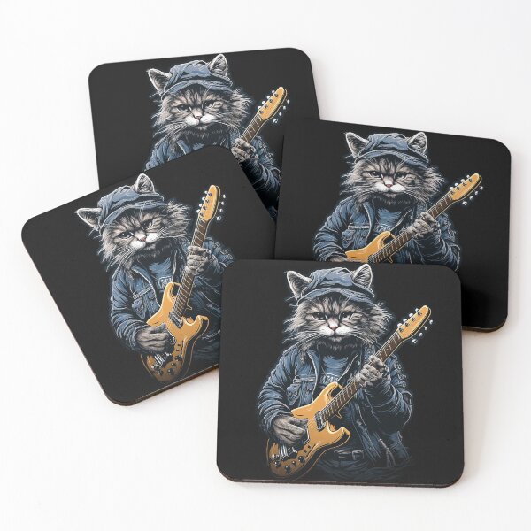 Item preview, Rock n Roll Cat Playing Guitar designed and sold by MyMagicalPlace.