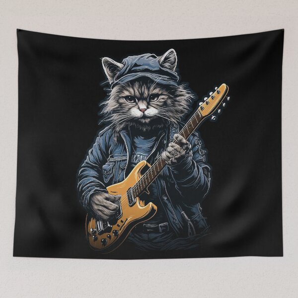 Item preview, Rock n Roll Cat Playing Guitar designed and sold by MyMagicalPlace.