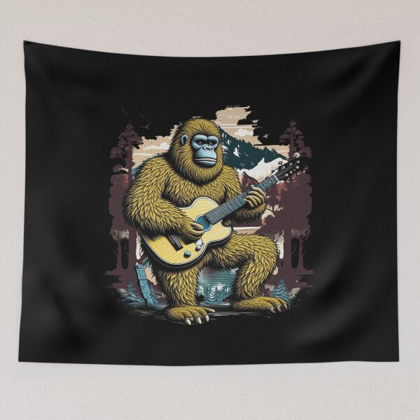 Item preview, Bigfoot playing guitar, retro style designed and sold by All Year Round.