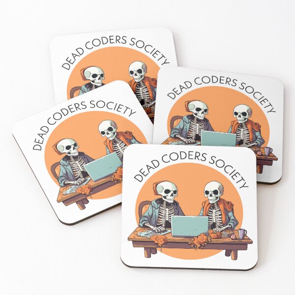 Item preview, Dead Coders Society Funny Web Developer Skeletons designed and sold by skullcap-prints.