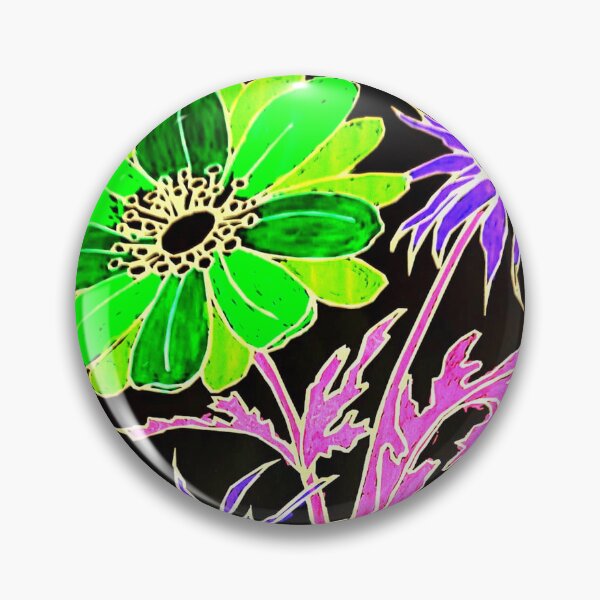 Item preview, Green and purple flowers on black designed and sold by angel1.