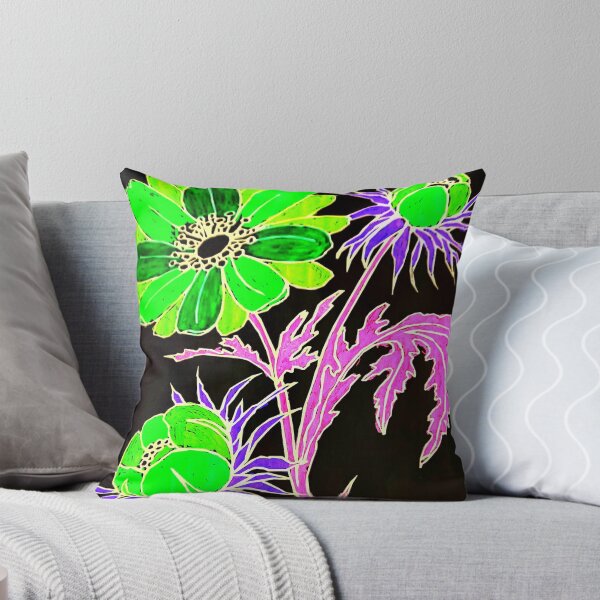 Item preview, Flores verdes y moradas sobre negro. designed and sold by angel1.