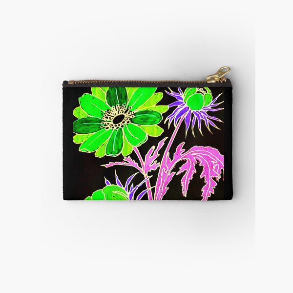 Item preview, Green and purple flowers on black designed and sold by angel1.