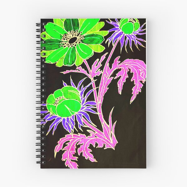 Item preview, Green and purple flowers on black designed and sold by angel1.