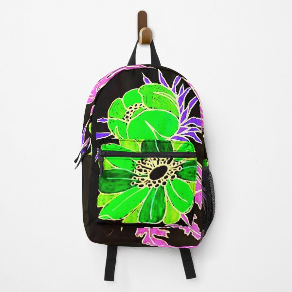 Item preview, Green and purple flowers on black designed and sold by angel1.