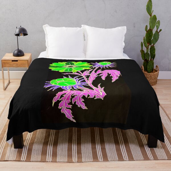 Item preview, Green and purple flowers on black designed and sold by angel1.