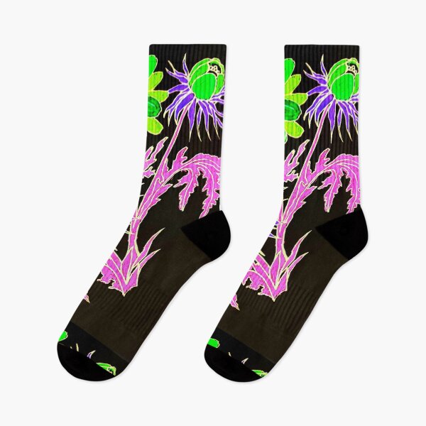 Item preview, Green and purple flowers on black designed and sold by angel1.