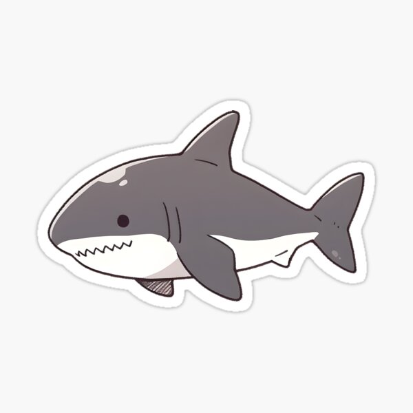 Hand-Drawn Kawaii Shark Sticker