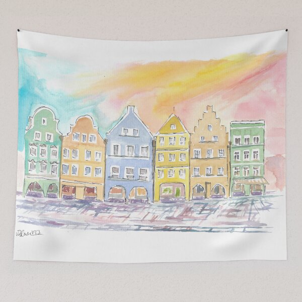 Item preview, Typical Bavarian Colorful Gothic Old Town Houses  designed and sold by artshop77.