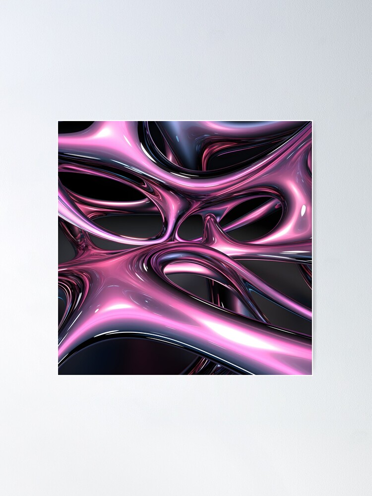 liquid chrome, metal pink futuristic, liquid Poster by lyahuasca