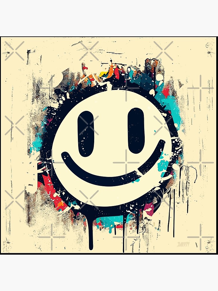 90s Smily Face History of Art アート プリントT 90s Smily Face History of Art プリントTシャツ