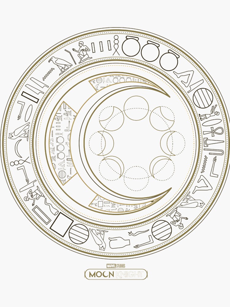 ★MARVELCOLLECTION★ MCS Moon Knight Moon Knight Hieroglyphs Boy's Marvel: Moon Knight Hieroglyphic Moon Phase Logo T