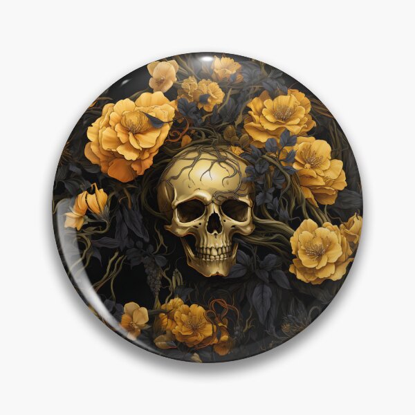 Item preview, Halloween Skulls with Orange and Black Florals designed and sold by BelloniArtShop.