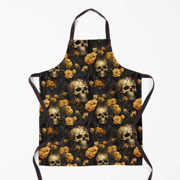 Item preview, Halloween Skulls with Orange and Black Florals designed and sold by BelloniArtShop.