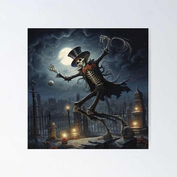 Item preview, Playful Skeleton Dancing in Moonlit Graveyard designed and sold by yourfavdraw.