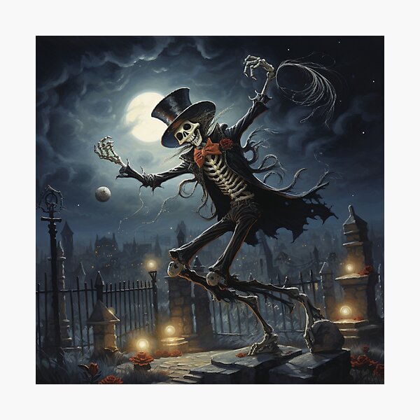 Item preview, Playful Skeleton Dancing in Moonlit Graveyard designed and sold by yourfavdraw.
