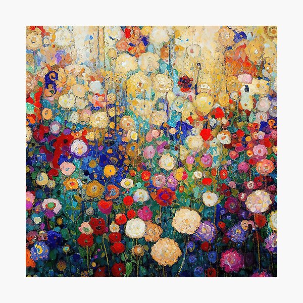 Aperçu de l'œuvre Jardin de fleurs Gustav Klimt créée et vendue par maniacfitness.