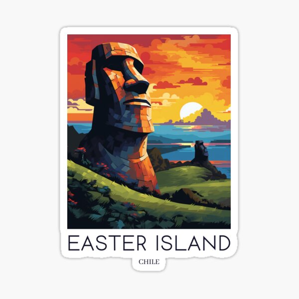 Item preview, A Pop Art Travel Print of Easter Island - Chile designed and sold by StudioRedKoala.