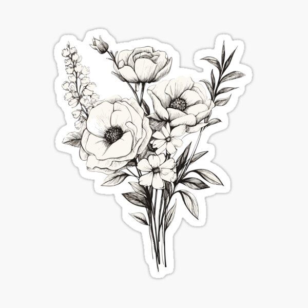 Bonnie - Floral Bouquet, Sticker White