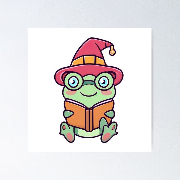 Item preview, Cute Wizard Frog Reading a Book designed and sold by witch-night.