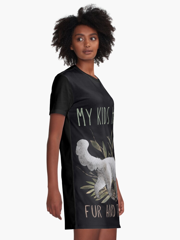 Thumbnail 2 of 5, Graphic T-Shirt Dress, My Kids Have Fur and Tails - Cat Parents Design - White Turkish Angora designed and sold by FelineEmporium.