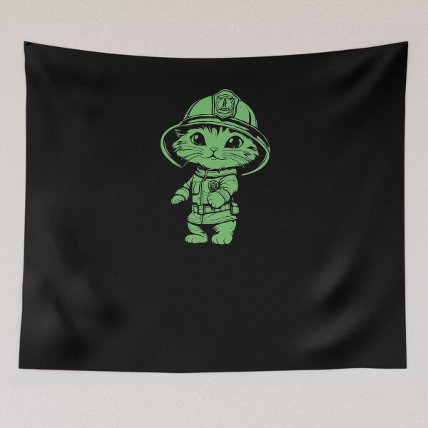 Item preview, Firefighter Cat - Green 1 designed and sold by Soulemotion.