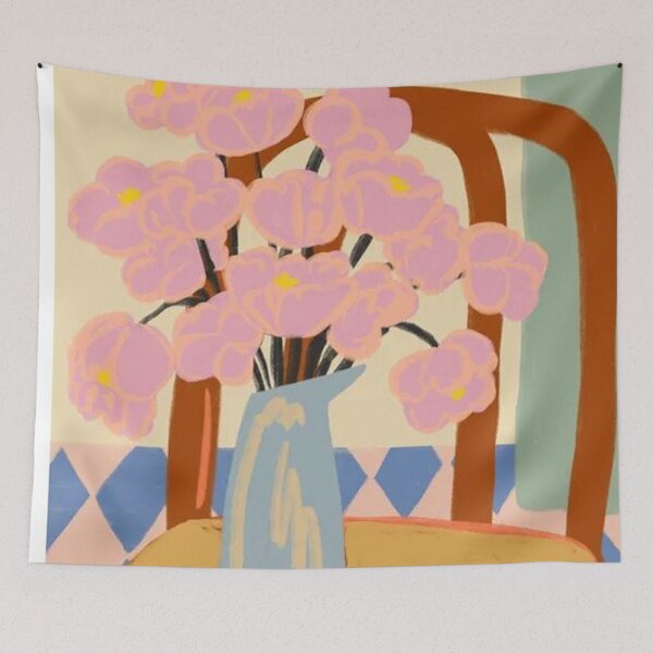 Item preview, flower pink in blue vase designed and sold by Richardquintana.
