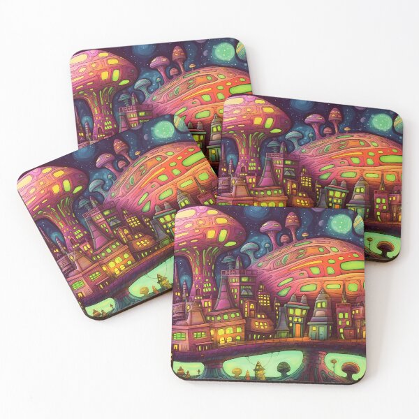 Item preview, “Fantasy Townscape in Vivid Colors” designed and sold by Art-Vortex-fr.