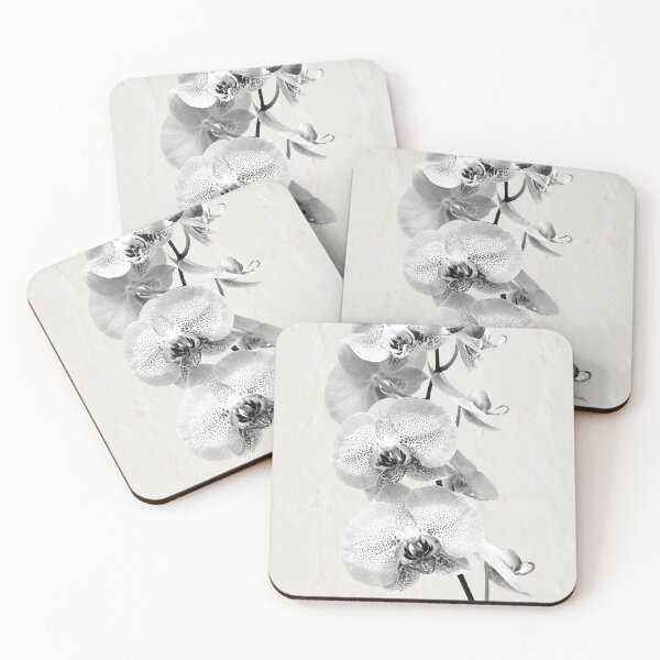 Item preview, A stem with white orchids in black and white designed and sold by Postertale.
