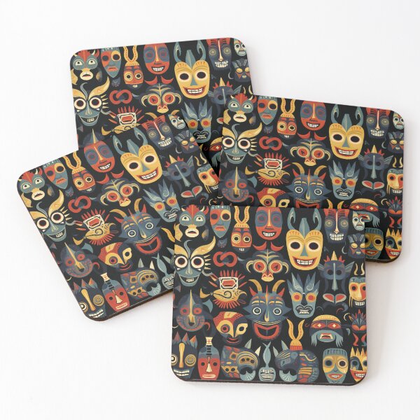 Item preview, Happy colorful masks pattern  designed and sold by SmileshareShop.