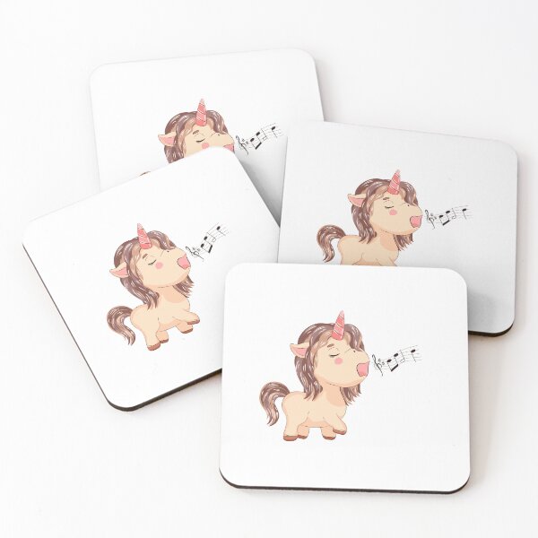 Item preview, Cute singing unicorn with long brown hair. designed and sold by MojaDoodles.