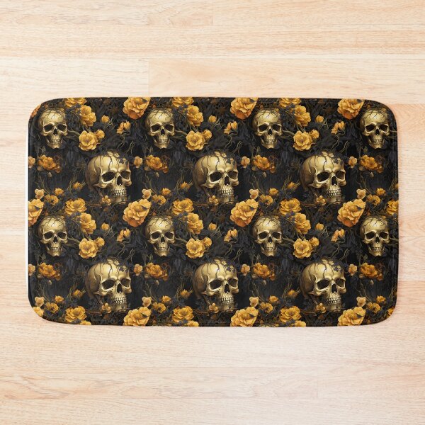 Item preview, Halloween Skulls with Orange and Black Florals designed and sold by BelloniArtShop.