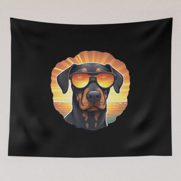 Item preview, Funny Natural Ear Doberman with Glasses designed and sold by LudwikeArts.