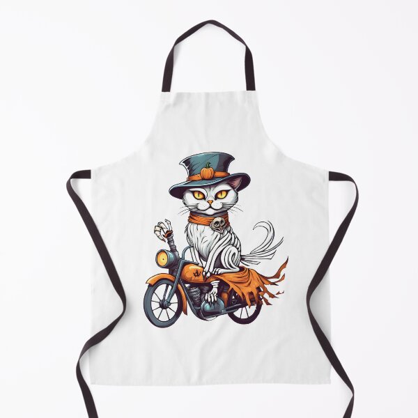 Item preview, White Mummy Cat Rides a Halloween Motorcycle designed and sold by BloomCatB.