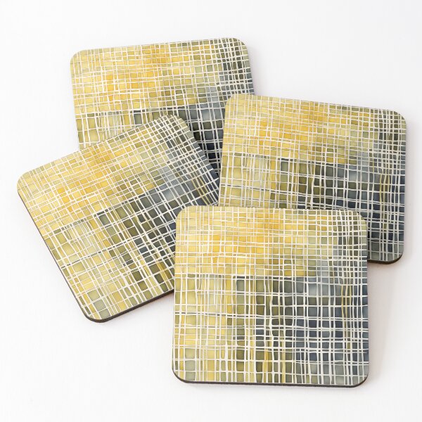 Item preview, Yellow, white and gray watercolor grid pattern designed and sold by patterncrow.