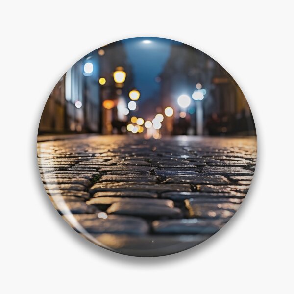 Item preview, Macro cobblestone street at dusk print designed and sold by dcrc.