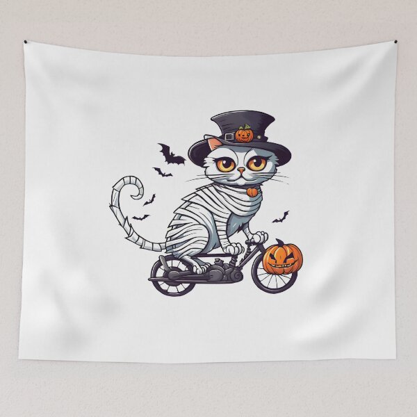 Item preview, Mummy Cat Rides to the Halloween Party designed and sold by BloomCatB.